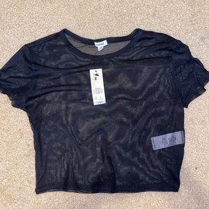 Black mesh crop top